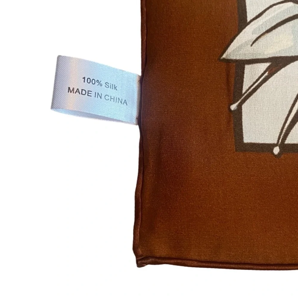 NEW DOUBLE D RANCH 100% Silk Scarf Country Western Cowgirl Boho 25" Blue Brown - Picture 8 of 9